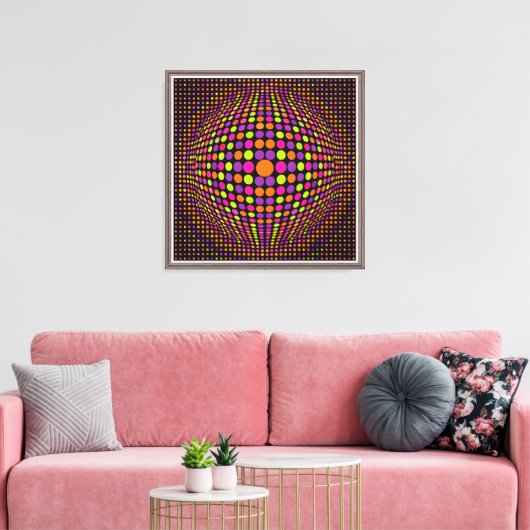 Retro Halftone Stippenbol Canvas Afdruk (Insitu (Woonkamer))