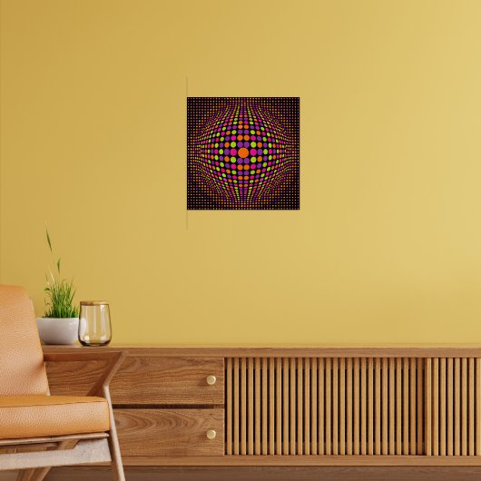 Retro Halftone Stippenbol Poster (Woonkamer 2)