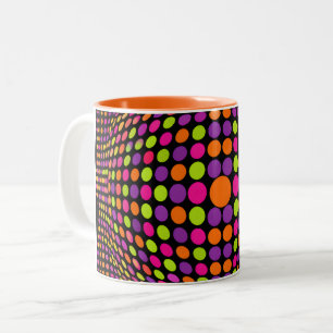 Retro Halftone Stippenbol Tweekleurige Koffiemok