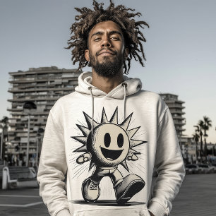 Retro Halftone Zon Karakter – Positief Retro Hoodie