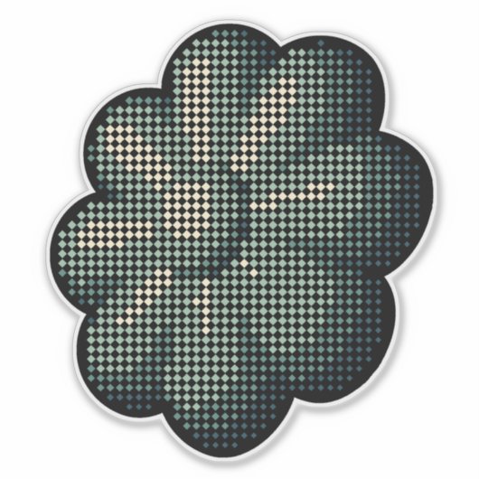 Retro Halftoonbloem Sticker (Voorkant)