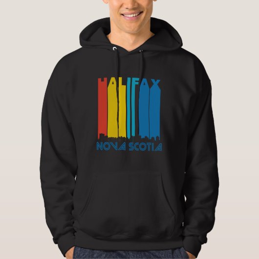 Retro Halifax Nova Scotia Canada Skyline Hoodie (Voorkant)