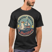 Retro Halifax Seagull Waves T-shirt (Voorkant)