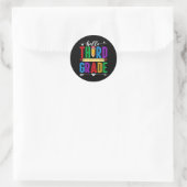 Retro Hallo 3e klas eerste schooldag jongens meisj Ronde Sticker (Tas)