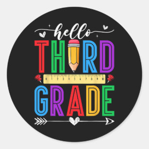Retro Hallo 3e klas eerste schooldag jongens meisj Ronde Sticker