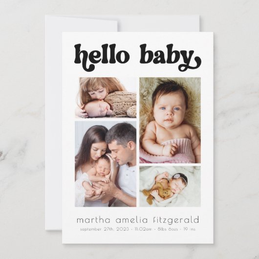 Retro Hallo Baby Aankondiging geboorte (Voorkant)