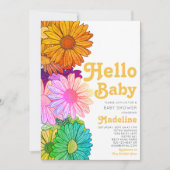 Retro Hallo Baby Daisy Baby shower Uitnodiging (Voorkant)
