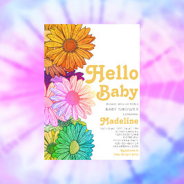 Retro Hallo Baby Daisy Baby shower Uitnodiging