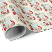 retro  hallo feestelijke kerst cadeaupapier (Rol Hoek)