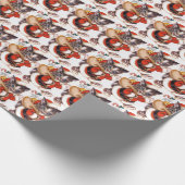 Retro  hallo kerstkattenbetegeling cadeaupapier (Hoek)