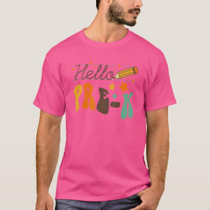 Retro Hallo leraar prek Kinder eerste dag S T-shirt