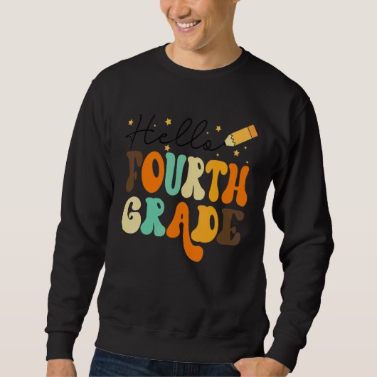 Retro Hallo Vierde Klas Leraar Student Eerste Dag Trui (Voorkant)