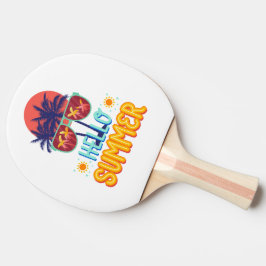 Retro Hallo Zomer Strand Sfeer Palmboom Rug Tafeltennisbatje