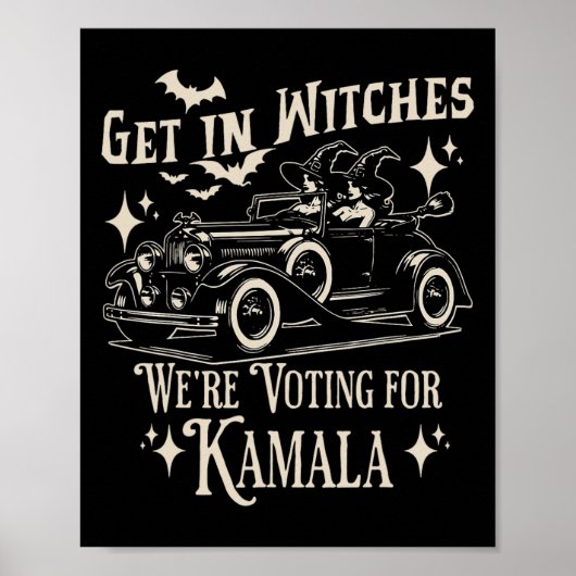 Retro Halloween 1692 Get In Witches We're Voting F Poster (Voorkant)
