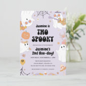 Retro Halloween 2e verjaardagsuitnodiging Kaart (Staand voorkant)