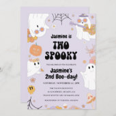 Retro Halloween 2e verjaardagsuitnodiging Kaart (Voorkant / Achterkant)