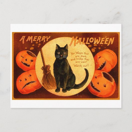 Retro  Halloween A Merry Halloween Briefkaart (Voorkant)