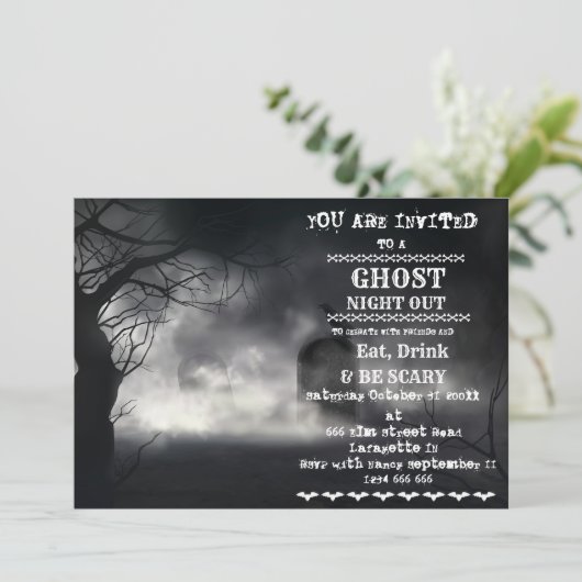 Retro Halloween Adult Party Invitation Kaart (Staand voorkant)