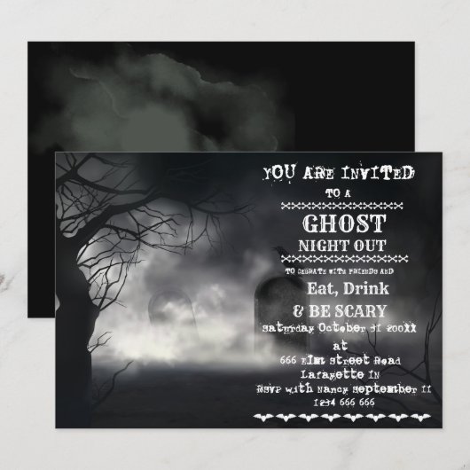 Retro Halloween Adult Party Invitation Kaart (Voorkant / Achterkant)