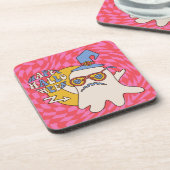 Retro Halloween Art Print Bier Onderzetter (Linkerzijde)