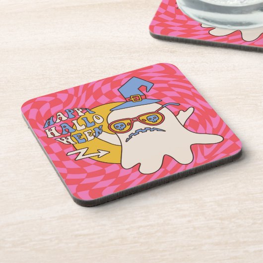 Retro Halloween Art Print Bier Onderzetter (Linkerzijde)