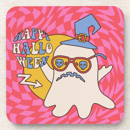 Retro Halloween Art Print Bier Onderzetter (Voorkant)