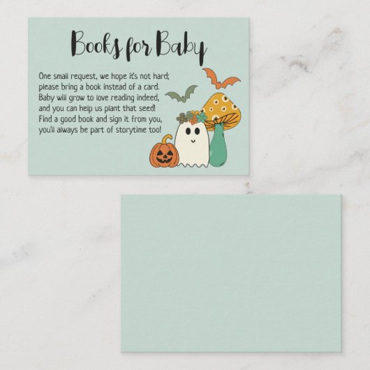 Retro Halloween Baby shower Book Request Enclosure Informatiekaartje (Voorkant / Achterkant)