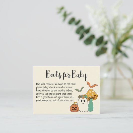 Retro Halloween Baby shower Book Request Informatiekaartje (Staand voorkant)