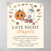 Retro Halloween Baby shower Late Night Luiers Poster (Voorkant)