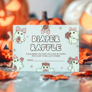 Retro Halloween Baby shower Luier Raffle Informatiekaartje