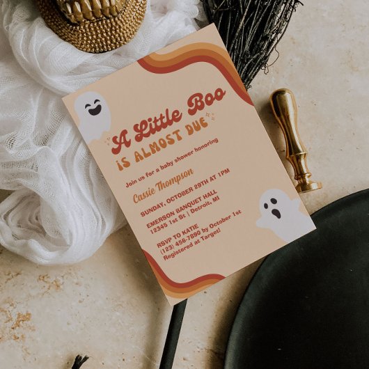 Retro Halloween Baby shower Uitnodiging met Geeste