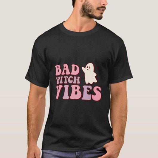 Retro Halloween Bad Witch Vibes T-shirt (Voorkant)