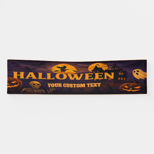 Retro Halloween Banner - Skulls & Ghosts spookacht (Horizontaal)