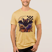 Retro Halloween Bat With Moon Gothic Aesthetic Tri-Blend Shirt (Voorkant)