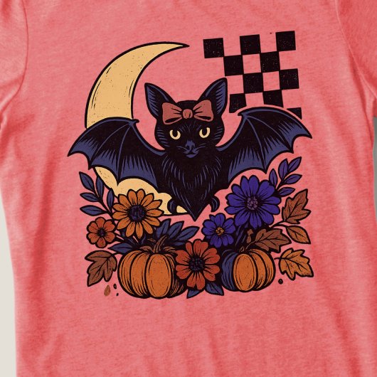 Retro Halloween Bat With Moon Gothic Aesthetic Tri-Blend Shirt