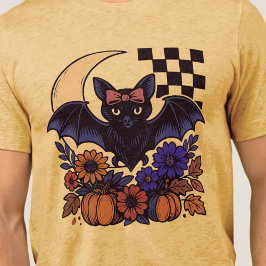 Retro Halloween Bat With Moon Gothic Aesthetic Tri-Blend Shirt