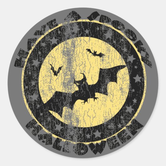 Retro Halloween Bats Ronde Sticker (Voorkant)