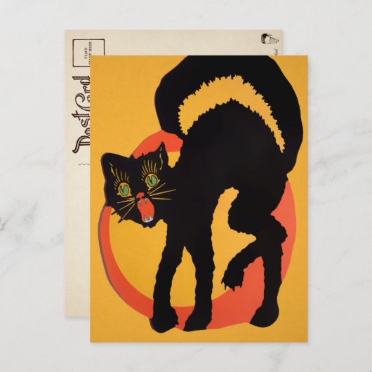 Retro Halloween Black Cat Briefkaart (Voorkant / Achterkant)