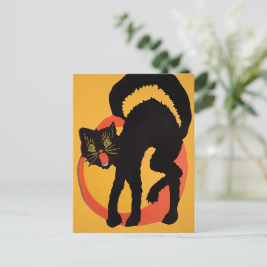 Retro Halloween Black Cat Briefkaart (Staand voorkant)
