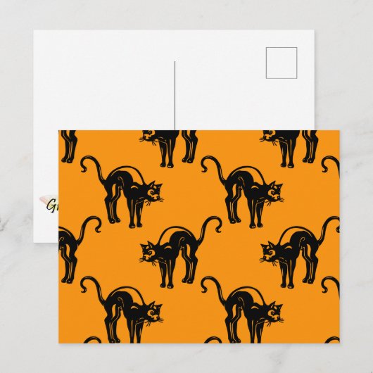 Retro Halloween Black Cats Briefkaart (Voorkant / Achterkant)