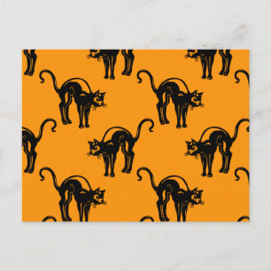 Retro Halloween Black Cats Briefkaart