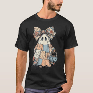 Retro Halloween Blauwe Denim Patchwork Dekbed Gees T-shirt