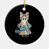 Retro Halloween Blue Denim Ghost Keramisch Ornament (Voorkant)