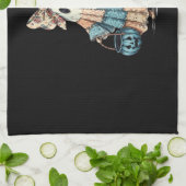 Retro Halloween Blue Denim Ghost Theedoek (Gevouwen)