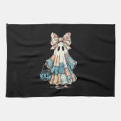 Retro Halloween Blue Denim Ghost Theedoek (Horizontaal)