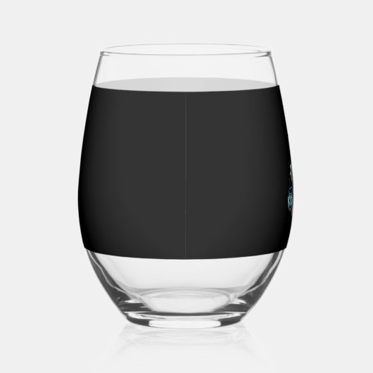 Retro Halloween Blue Denim Ghost Wijnglas Zonder Voet (Rechts)