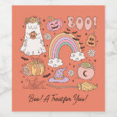 Retro Halloween Boo! Een traktatie voor u! Wijn Etiket (Enkel label)