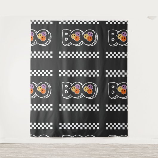 Retro Halloween Boo Schattige Wandkleed (Voorkant)