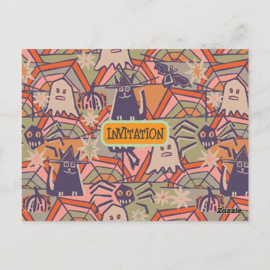 Retro Halloween Briefkaart (Achterkant)