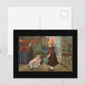 RETRO HALLOWEEN Briefkaart "HALLOWEEN GREETINGS" (Voorkant / Achterkant)